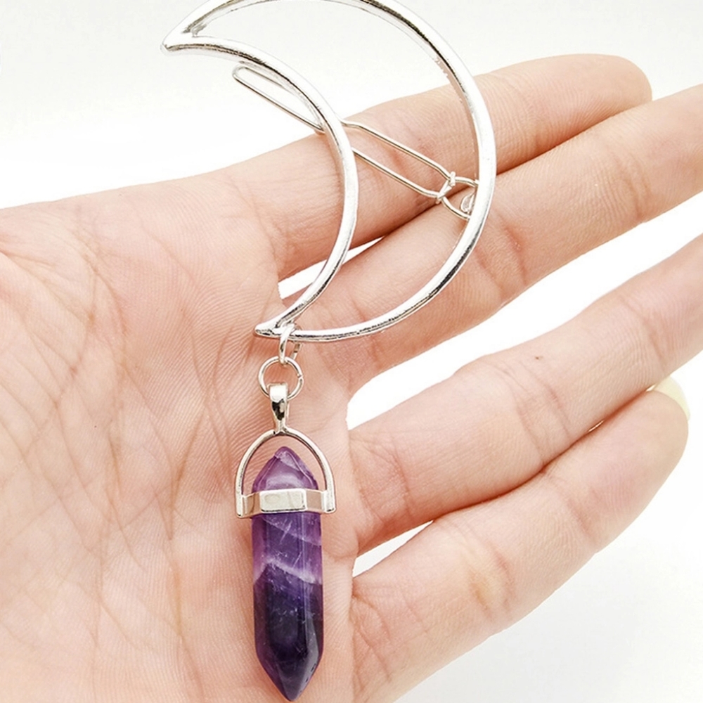NEW Silver Minimalist Crescent Moon Hair Pin Clip - Picture 4 of 15